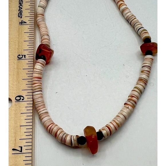 Vintage Natural Shell & Carnelian Bead Necklace.  A25 - Picture 9 of 9